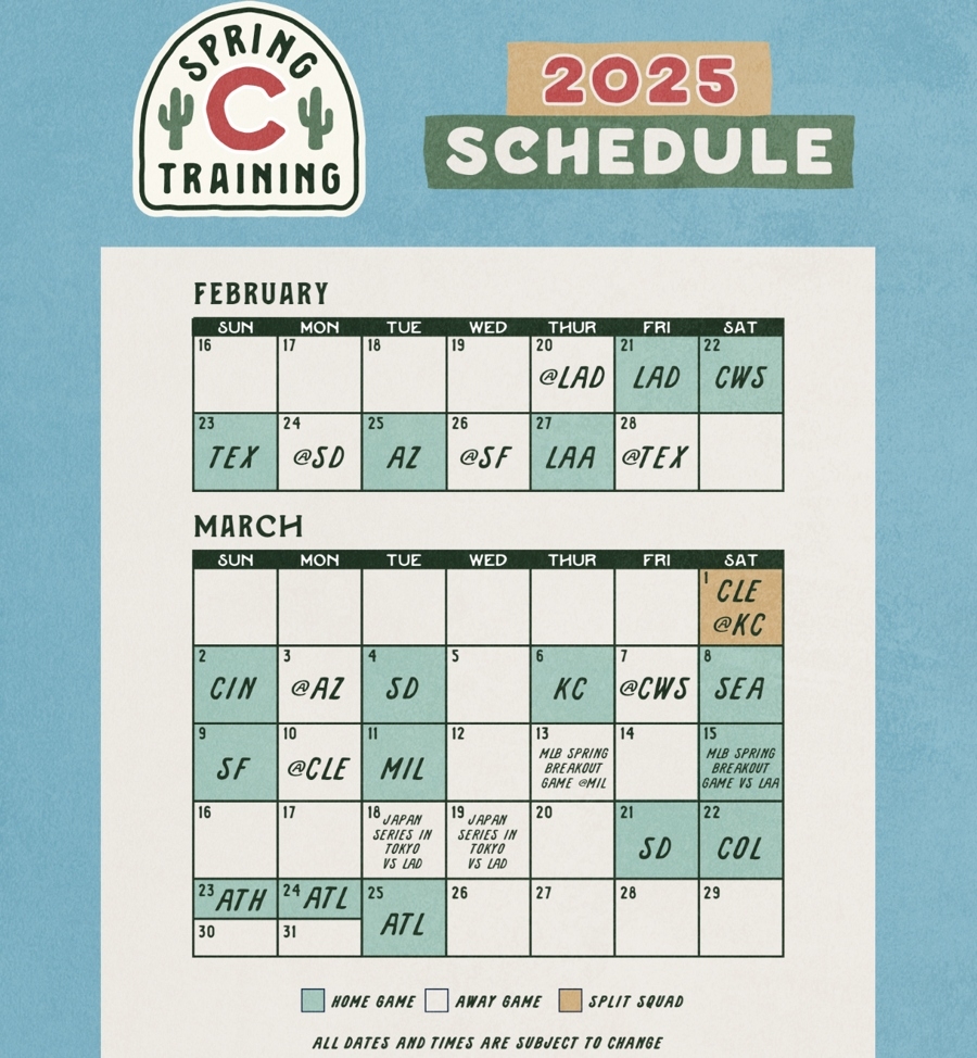 Chicago Cubs Announce 2025 Spring Training Schedule Including 