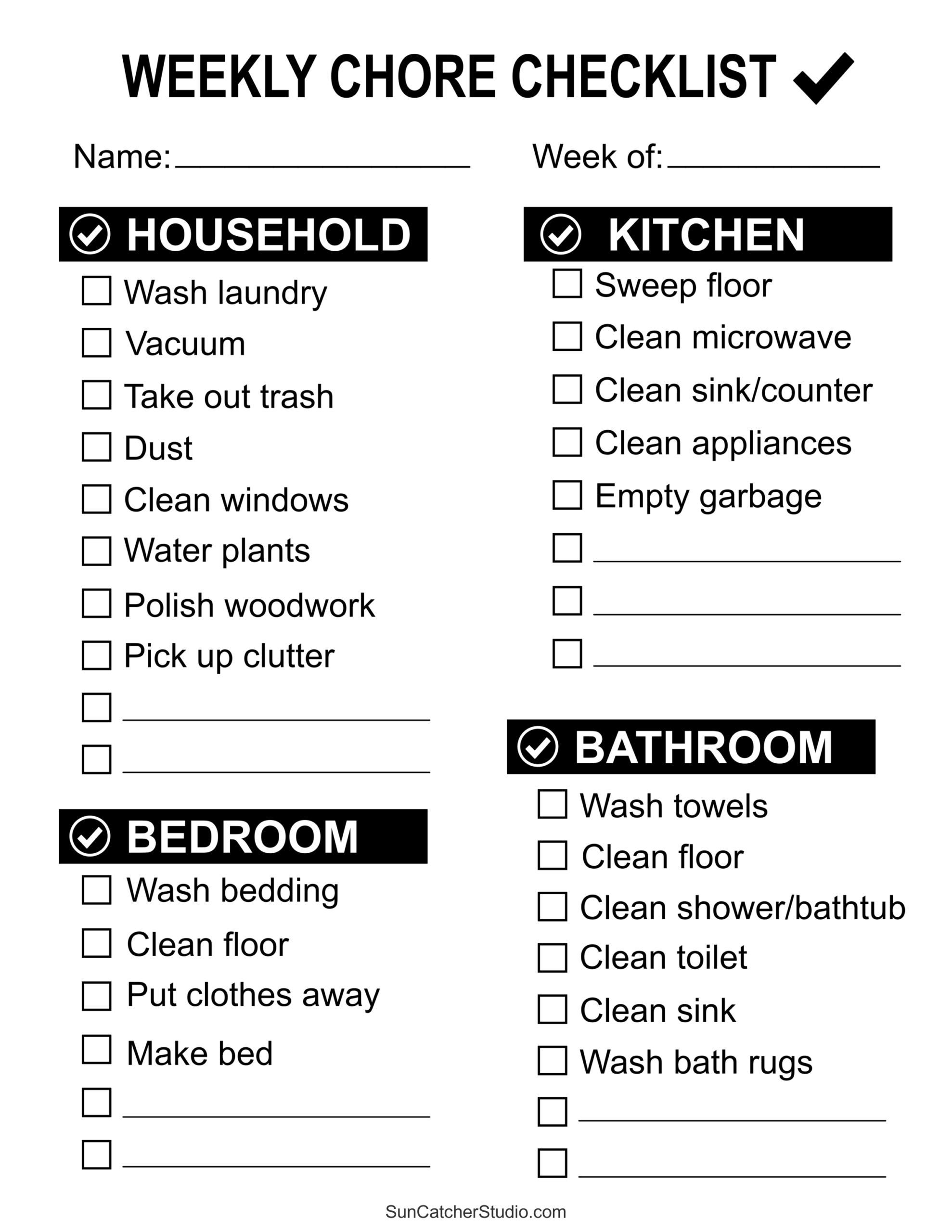 Chore Charts Printable Editable Daily amp Weekly Templates Free 