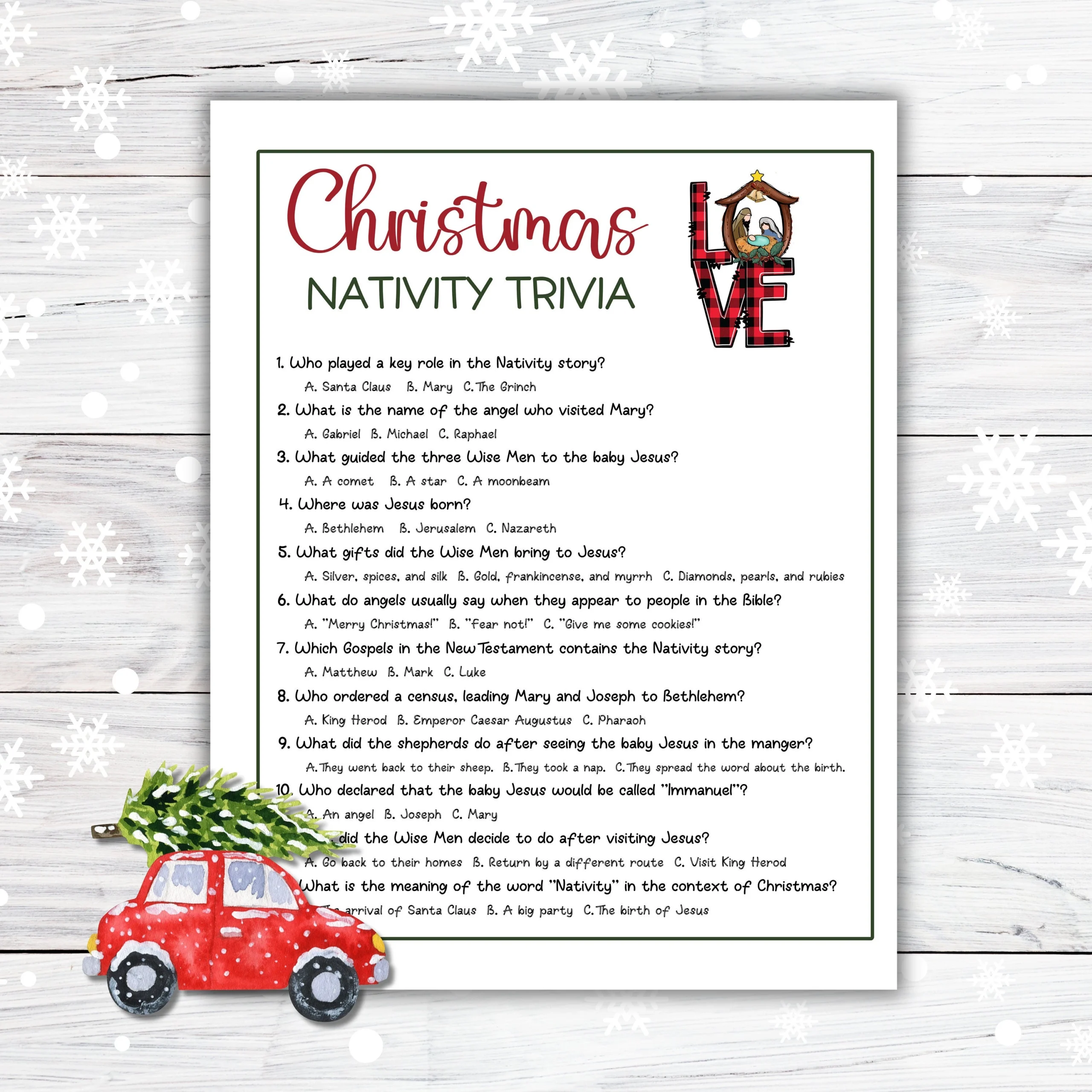 Christian Christmas Trivia Printable Game Christmas Bible Trivia 
