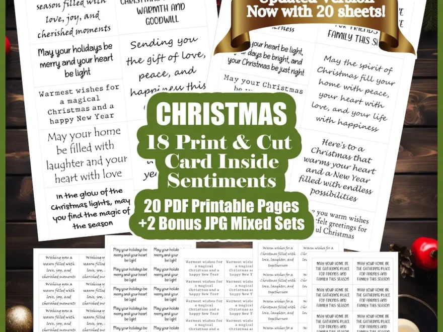 Christmas Card Making Sentiments Card Greeting Inserts Christmas