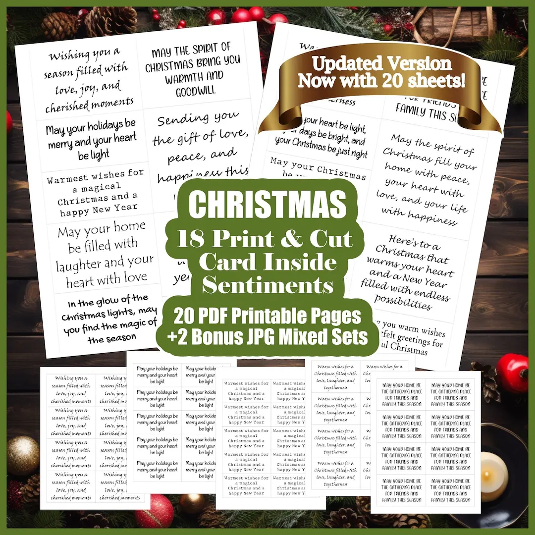 Christmas Card Making Sentiments Card Greeting Inserts Christmas 