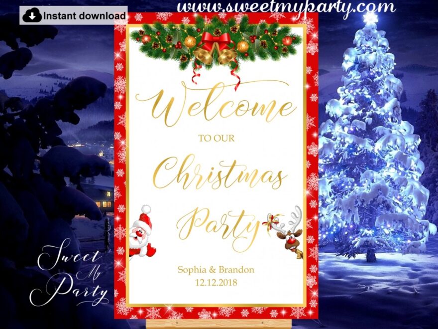 Christmas Party Welcome Sign Printable Christmas Party Welcome