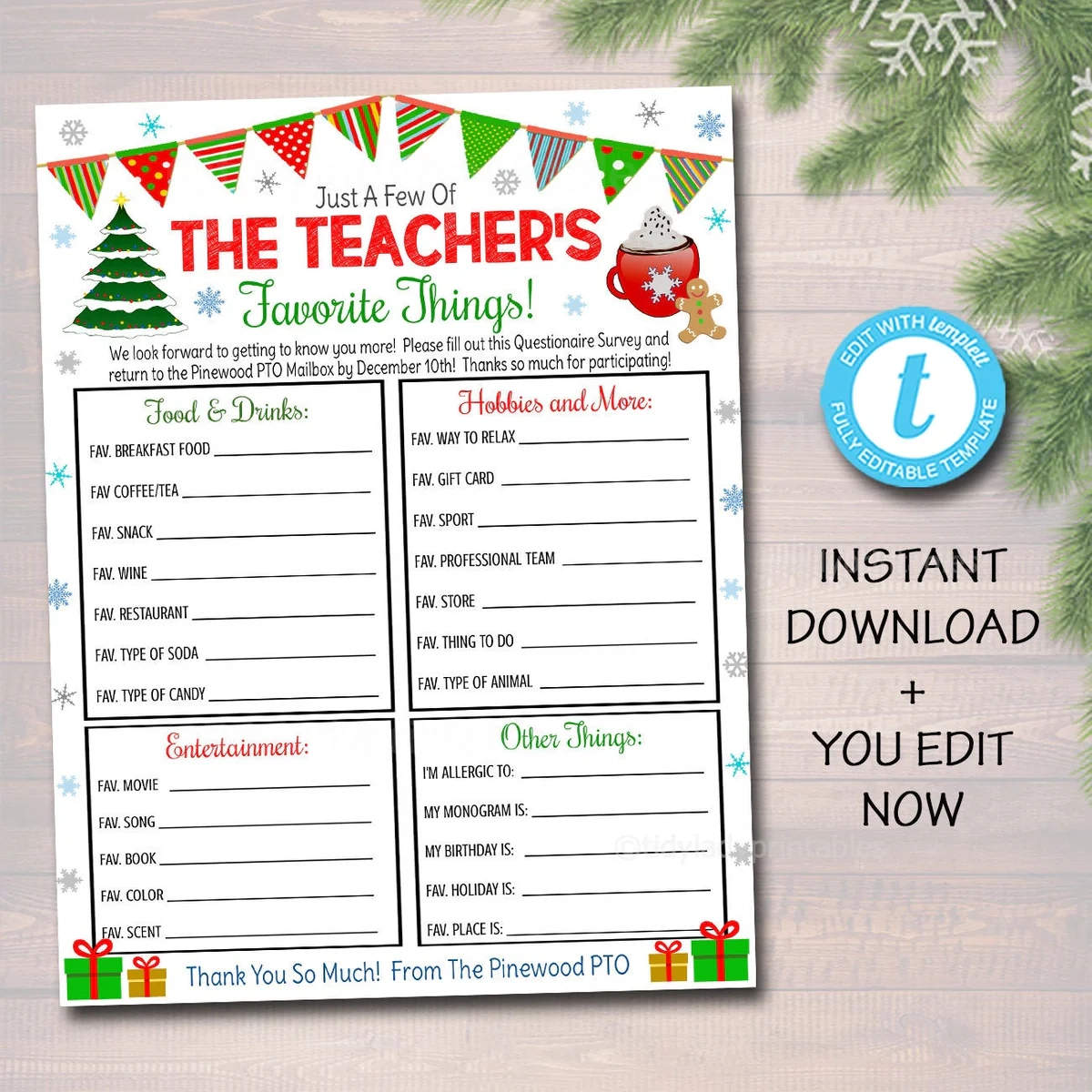 Printable Teachers Wish List Templete
