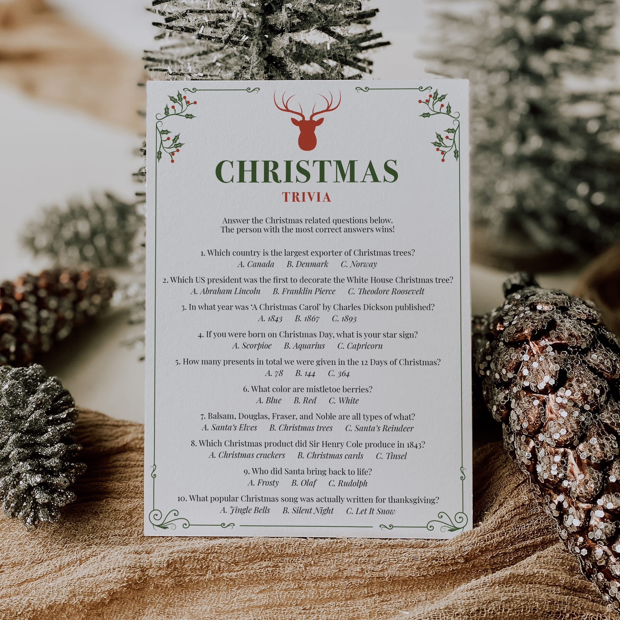 Christmas Trivia Printable About Antiques