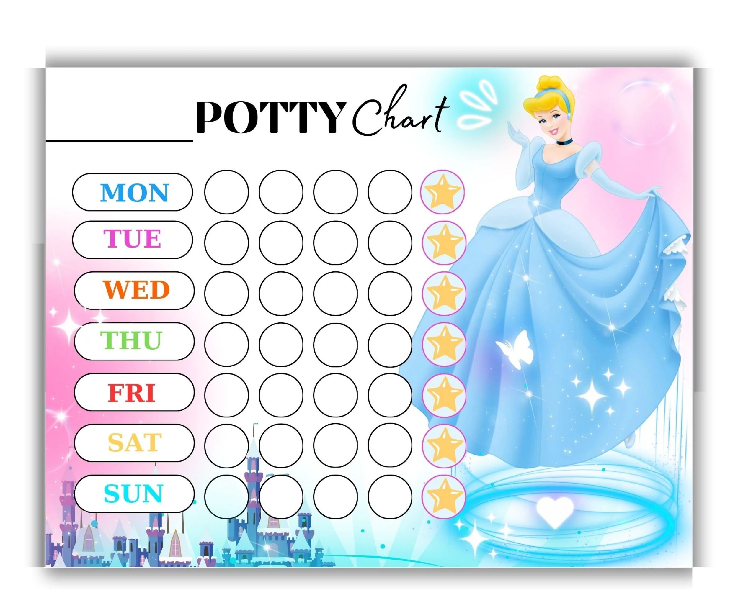 Cinderella Potty Training Chart Princess Reward Tracker 