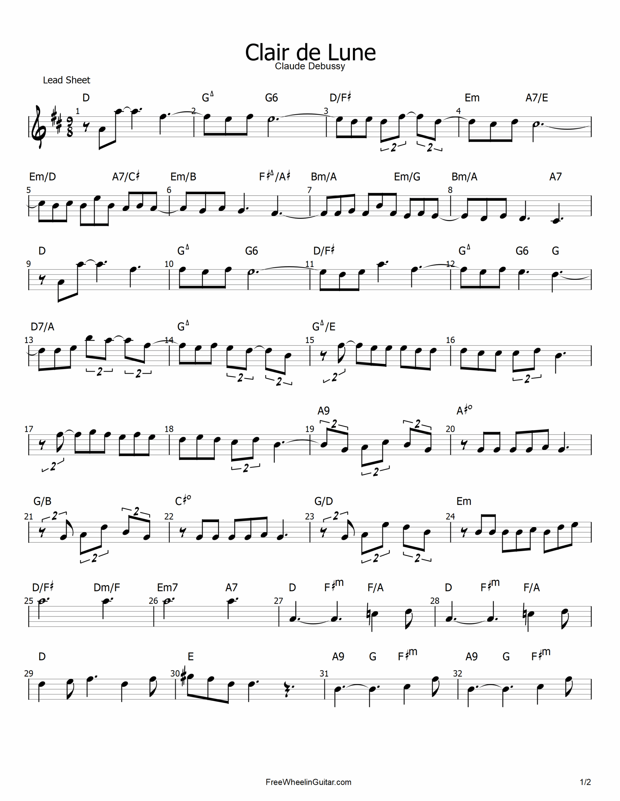 Clair De Lune Music Sheet Printable Clair De Lune Music Sheet Printable