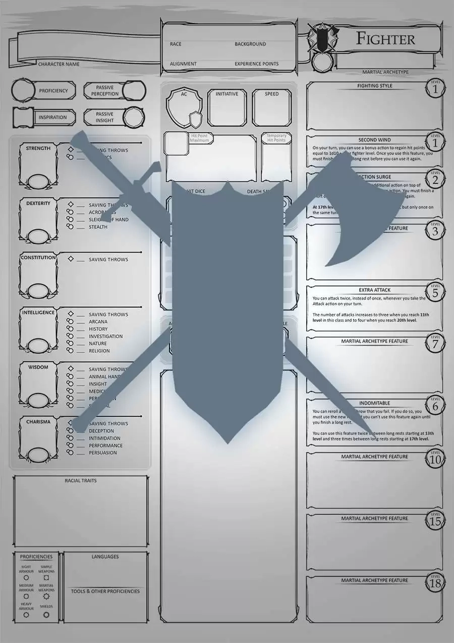 Class Character Sheets The Fighter Dungeon Masters Guild Dungeon Masters Guild