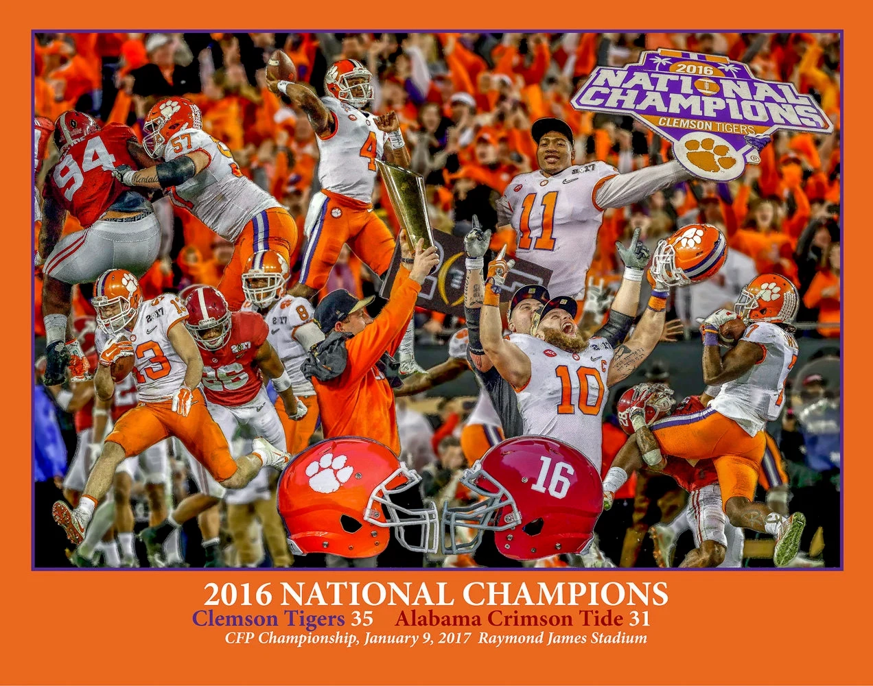 Clemson Tigers National Champions 2016 NCAA Football NC01 Art Print 11x14 48x36 Etsy