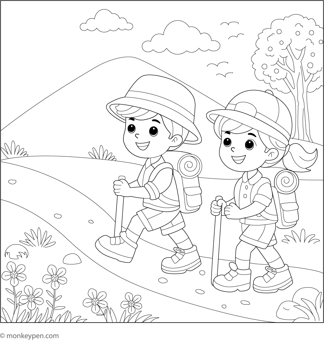Printable Grassy Hillside Coloring Sheet
