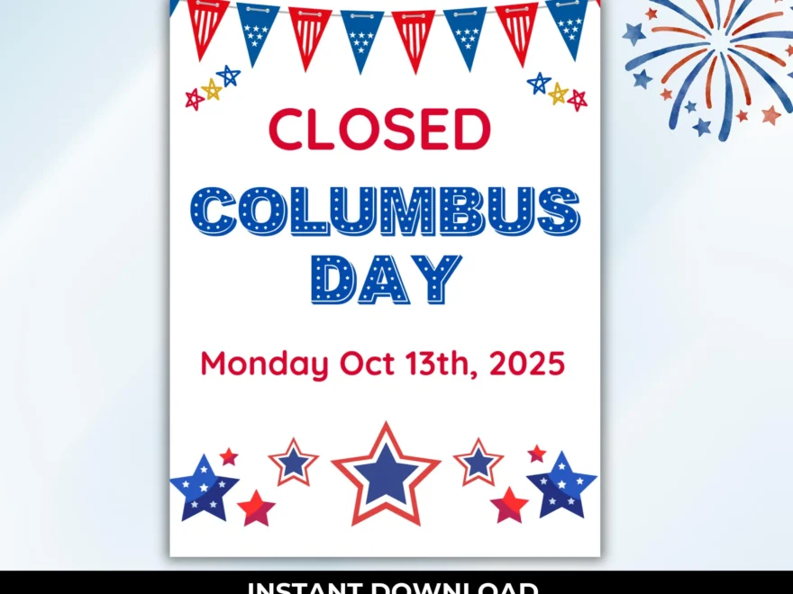 Closed For Columbus Day Printable Sign Columbus Day Closed Sign Store Closed Sign Etsy