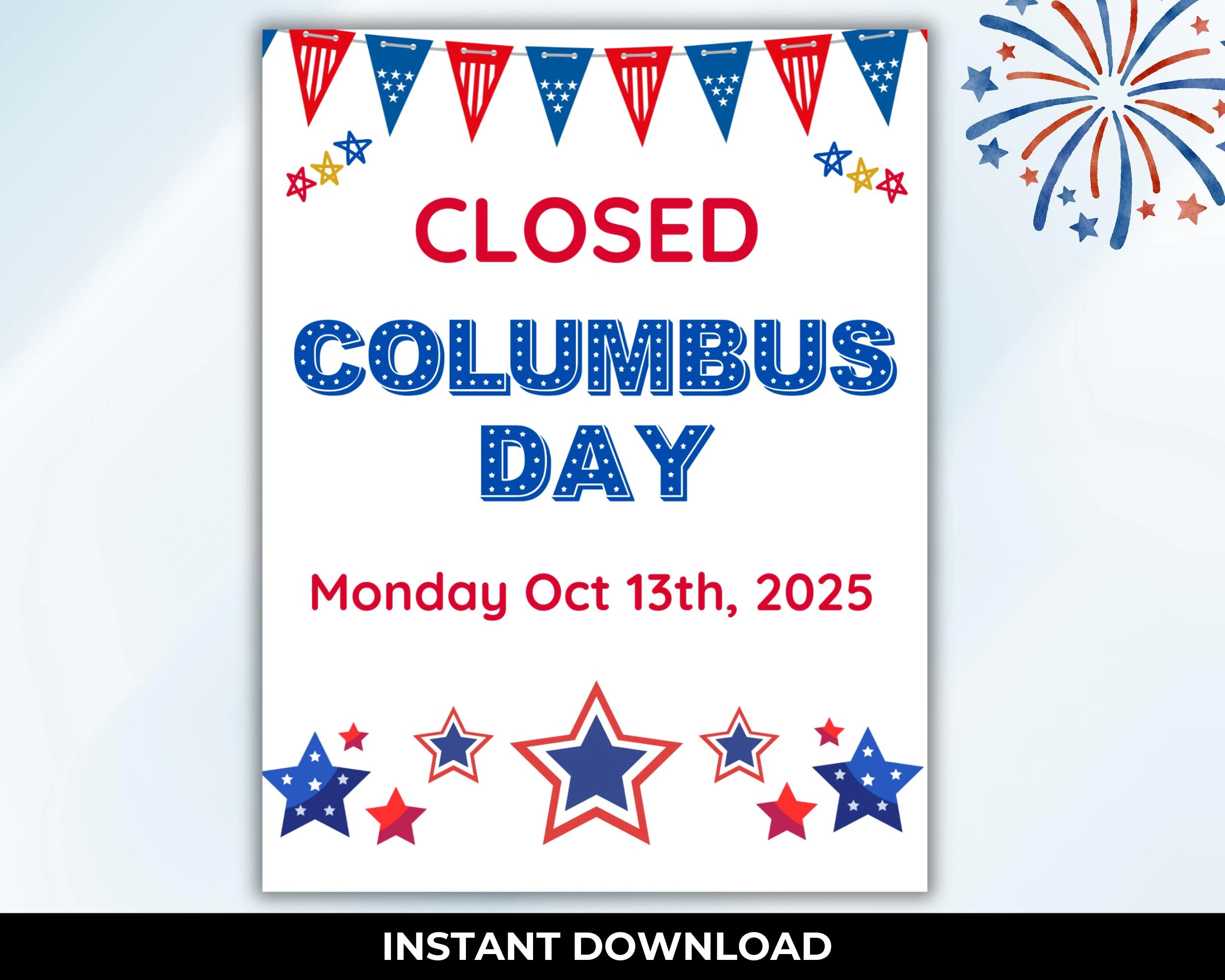 Closed For Columbus Day Printable Sign Columbus Day Closed Sign Store Closed Sign Etsy