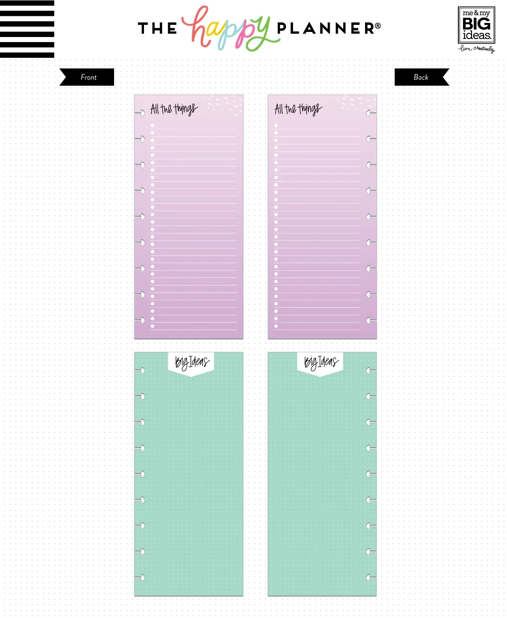 Happy Planner Mini Half Sheets Printables
