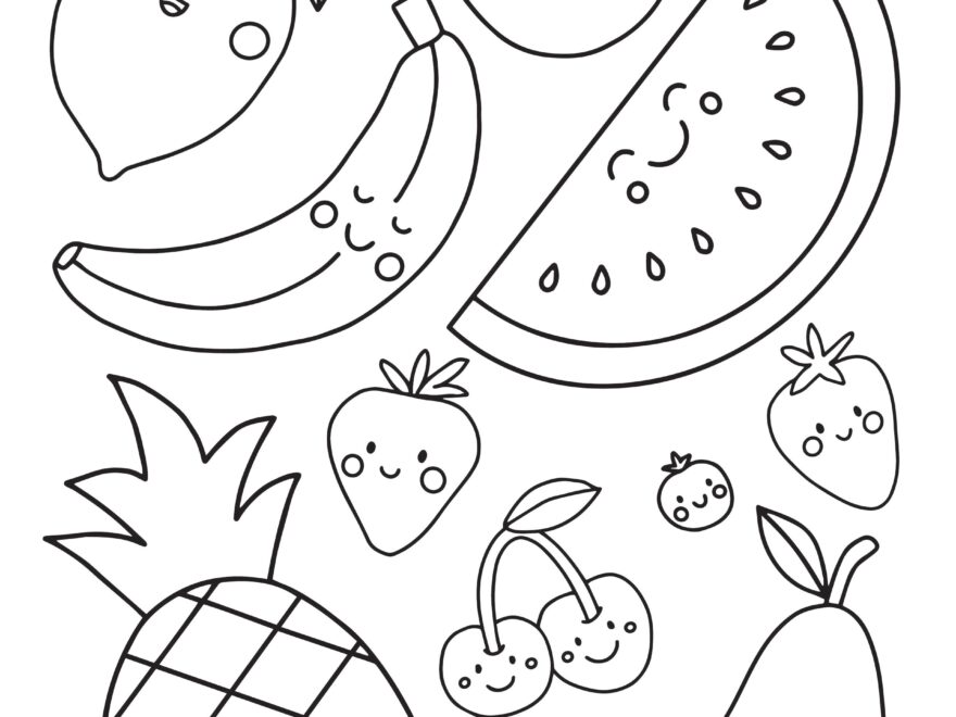 Coloring For Kids Happy Fruits Printables Free Coloring