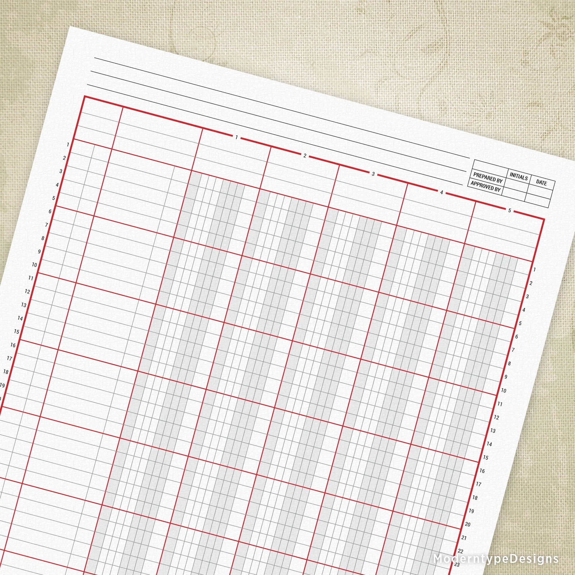 Columnar Worksheet Printable 5 Columns