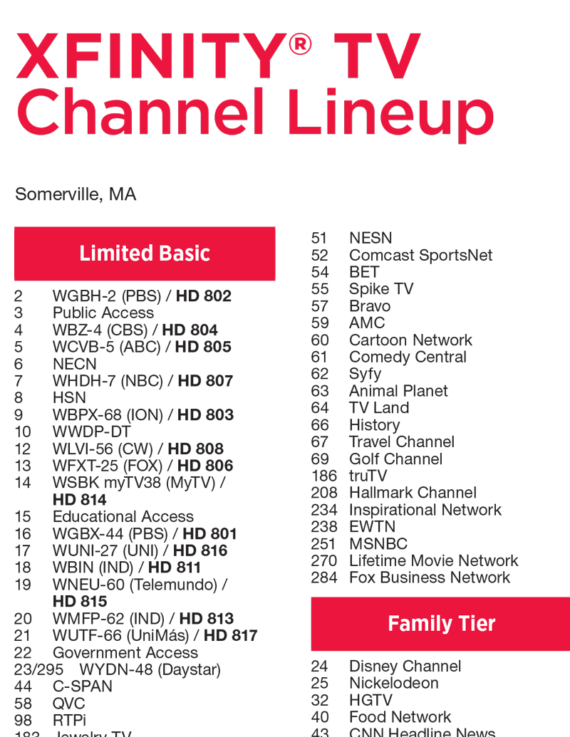 Xfinity Tv Packages Channels List Printable Xfinity Tv Packages Channels List Printable