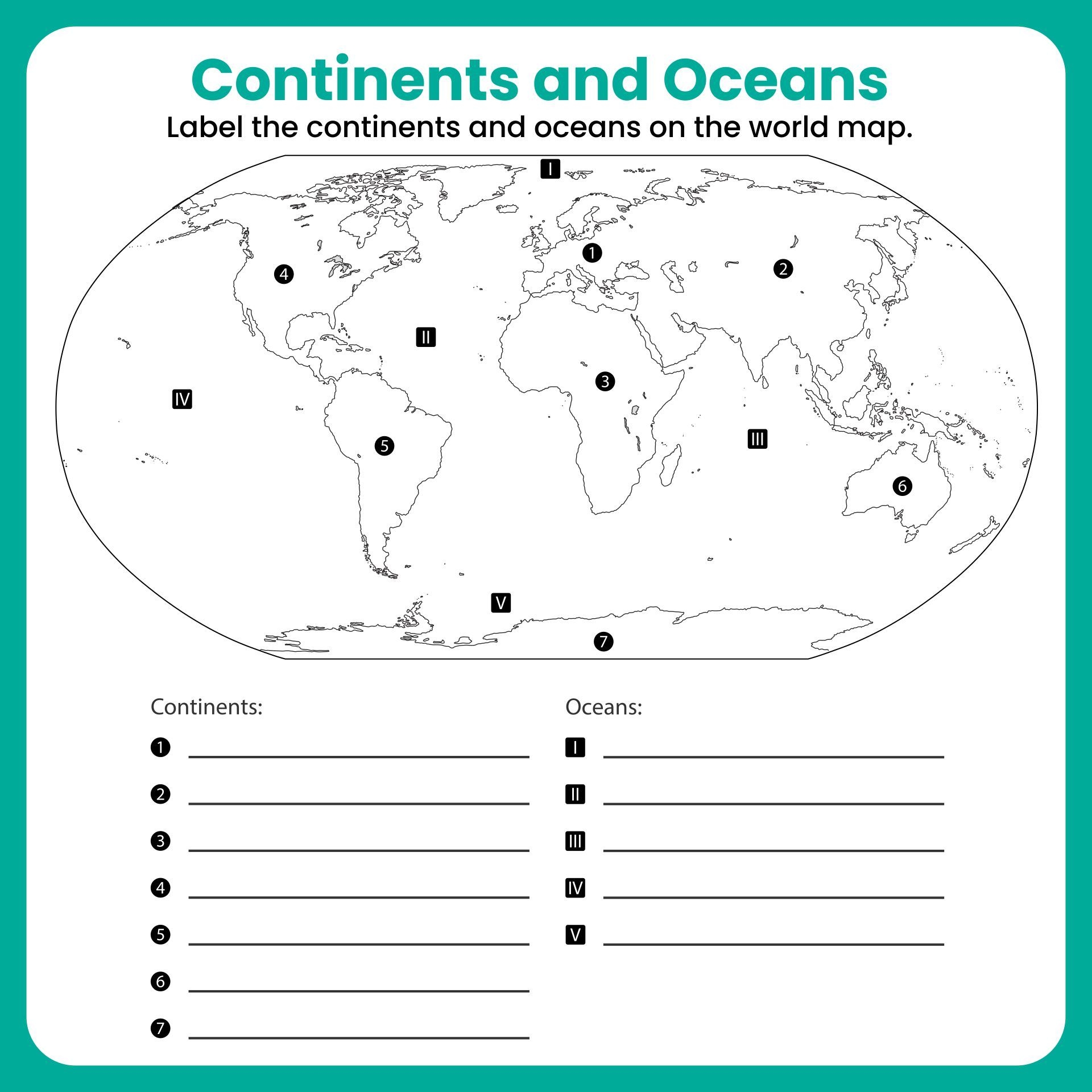 Continents And Oceans Map For 2nd Grade Continents And Oceans Continents And Oceans Map For 2nd Grade Continents And Oceans