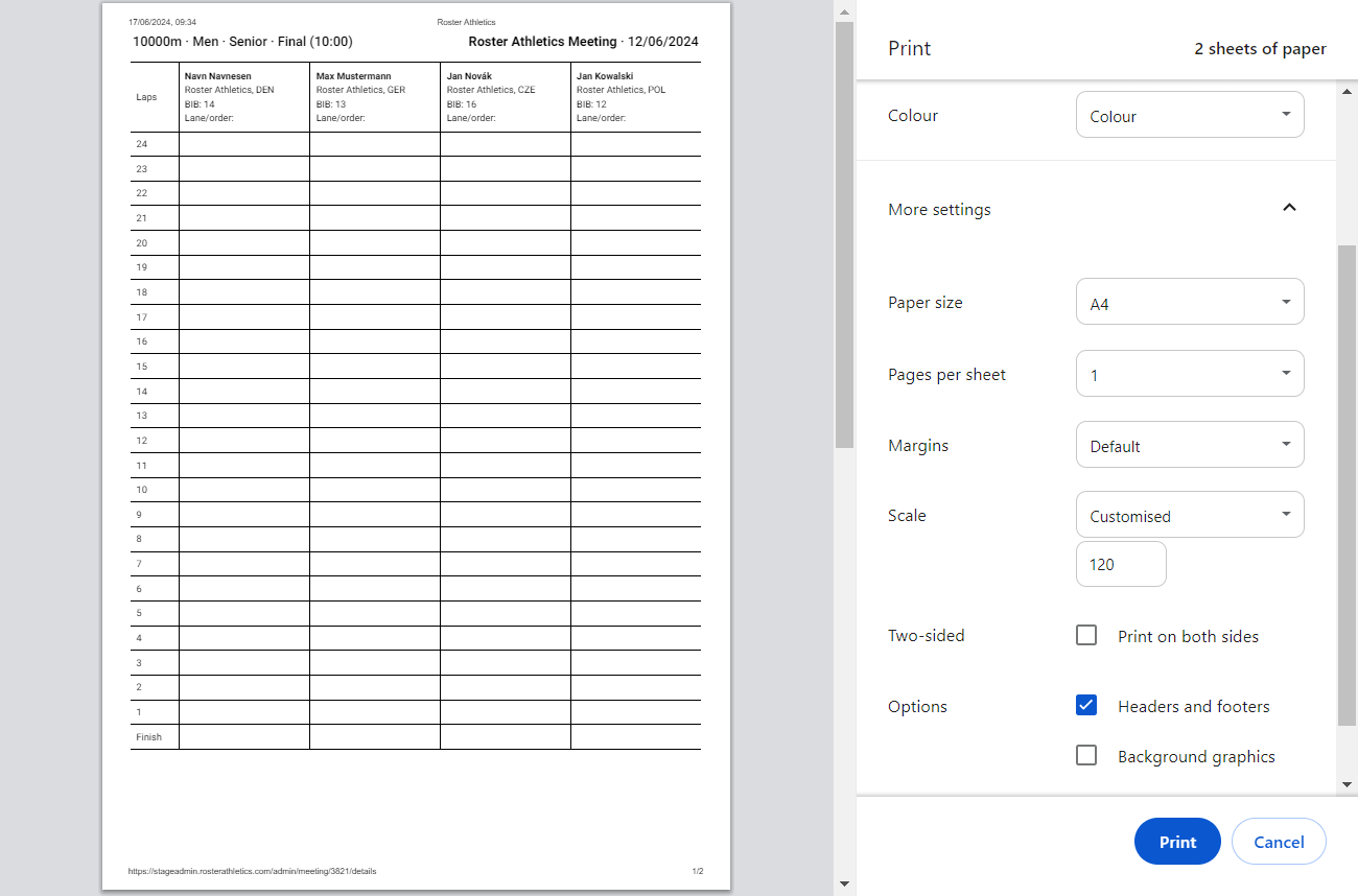 Printable Lap Time Sheets