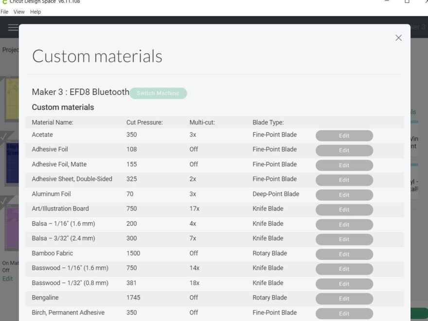 CRICUT MAKER AND MAKER 3 CUT SETTINGS GM Crafts