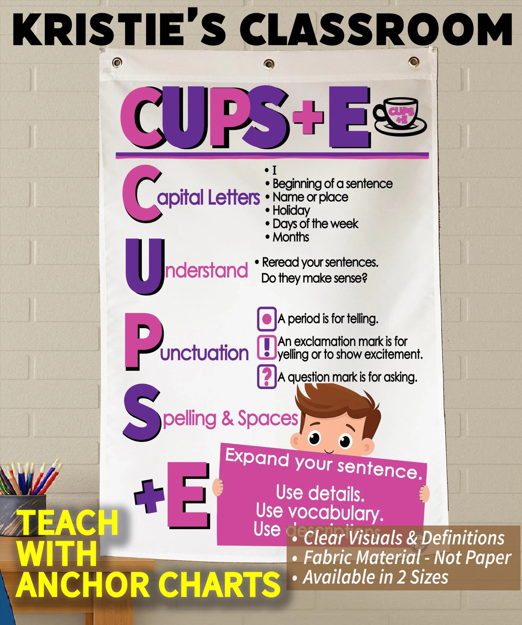 CUPS E Revise And Edit Anchor Chart Printed Fabric Grommets 