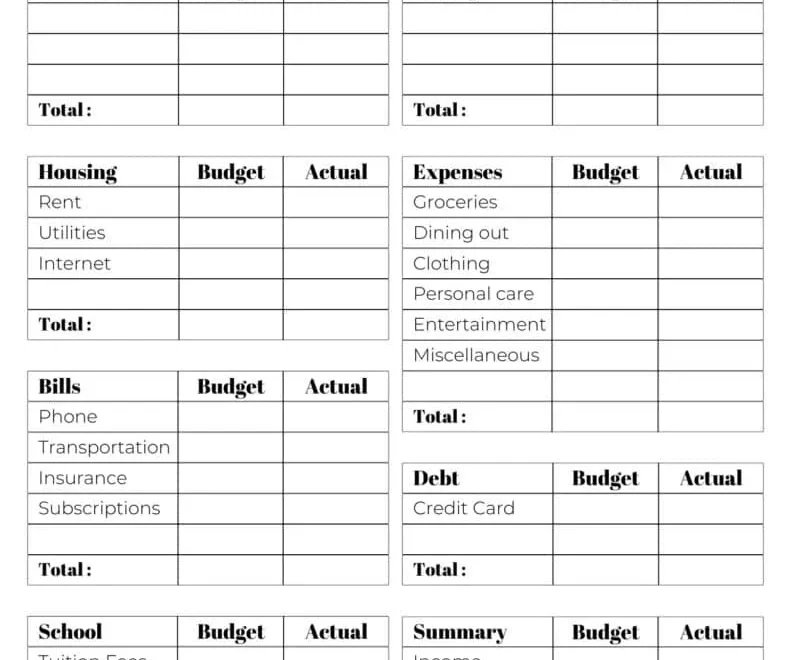 Cute amp Free College Budget Templates Tips