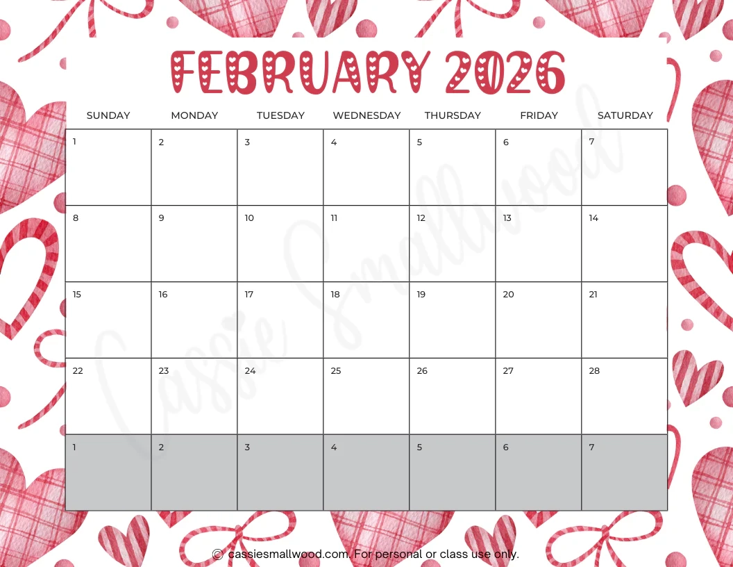 Cute Printable 2026 Monthly Calendar With Holidays amp Without 