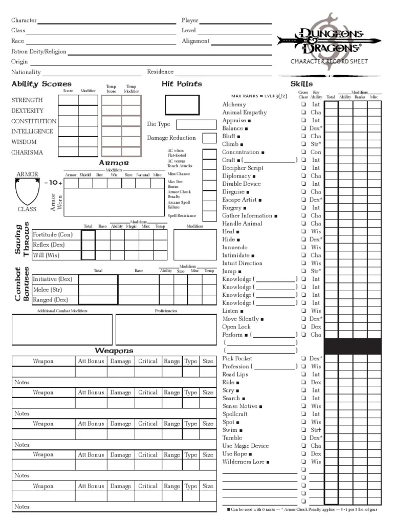D amp D 3 5 Forgotten Realms Character Sheet PDF Wizards Of The D amp D 3 5 Forgotten Realms Character Sheet PDF Wizards Of The
