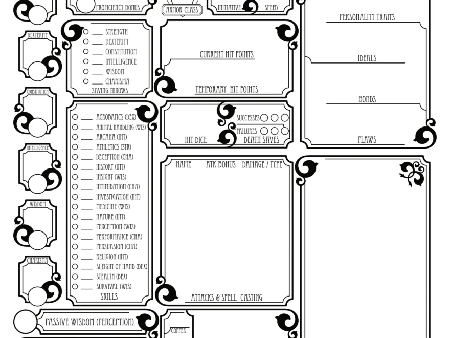 D amp D Character Sheet 5th Edition Free Download DND DICE