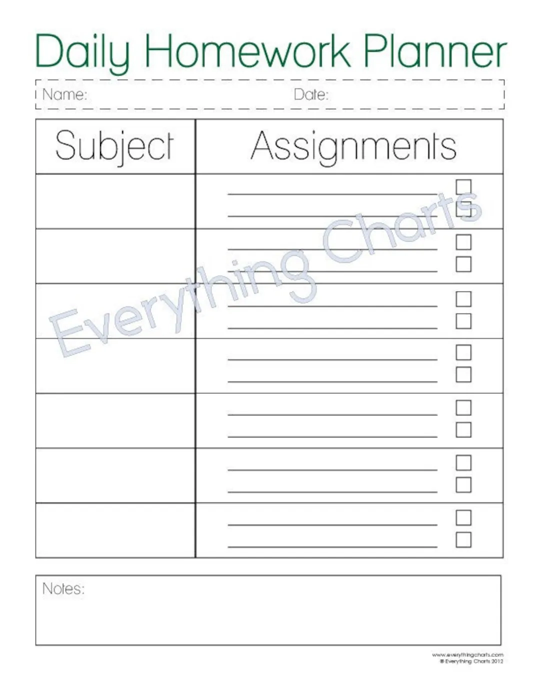 Daily Homework Planner PDF File printable Etsy UK