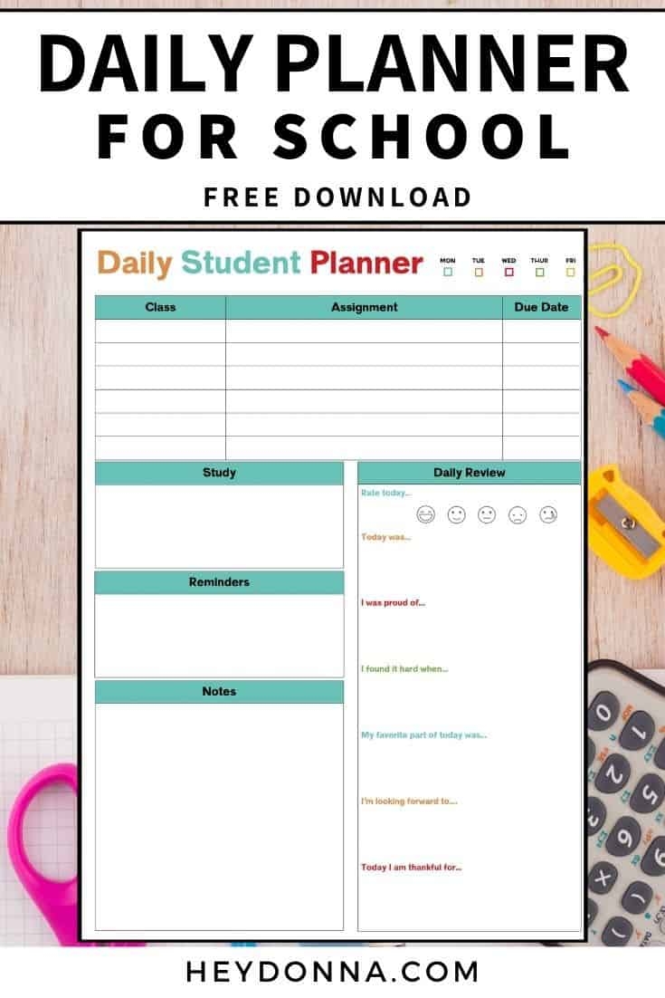 Printable Daily School Planner Printable Daily School Planner