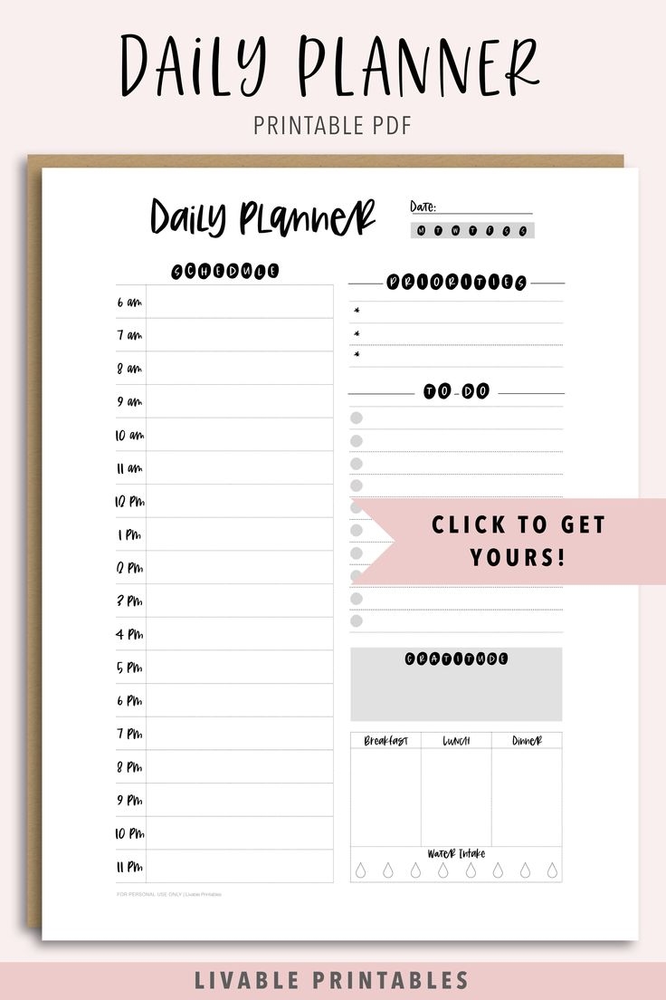 Daily Planner Printable Daily Planner PDF
