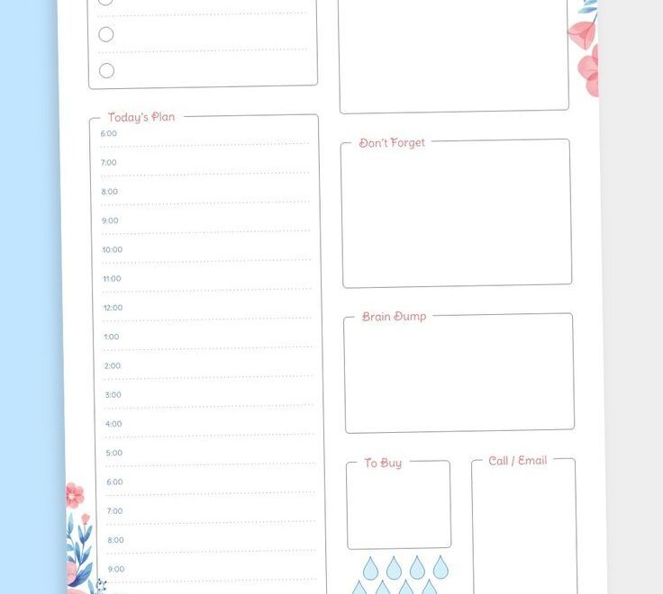 Daily Planner Template Organisation Ideas Planners Notes