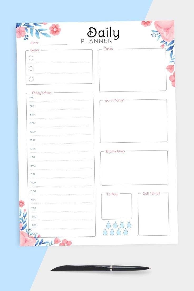 Daily Planner Template Organisation Ideas Planners Notes Daily Planner Template Organisation Ideas Planners Notes