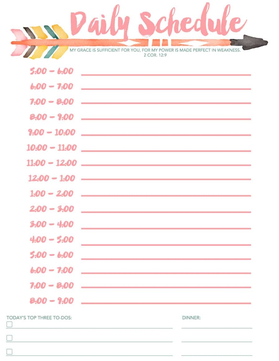 Daily Schedule Free Printable Daily Schedule Free Printable