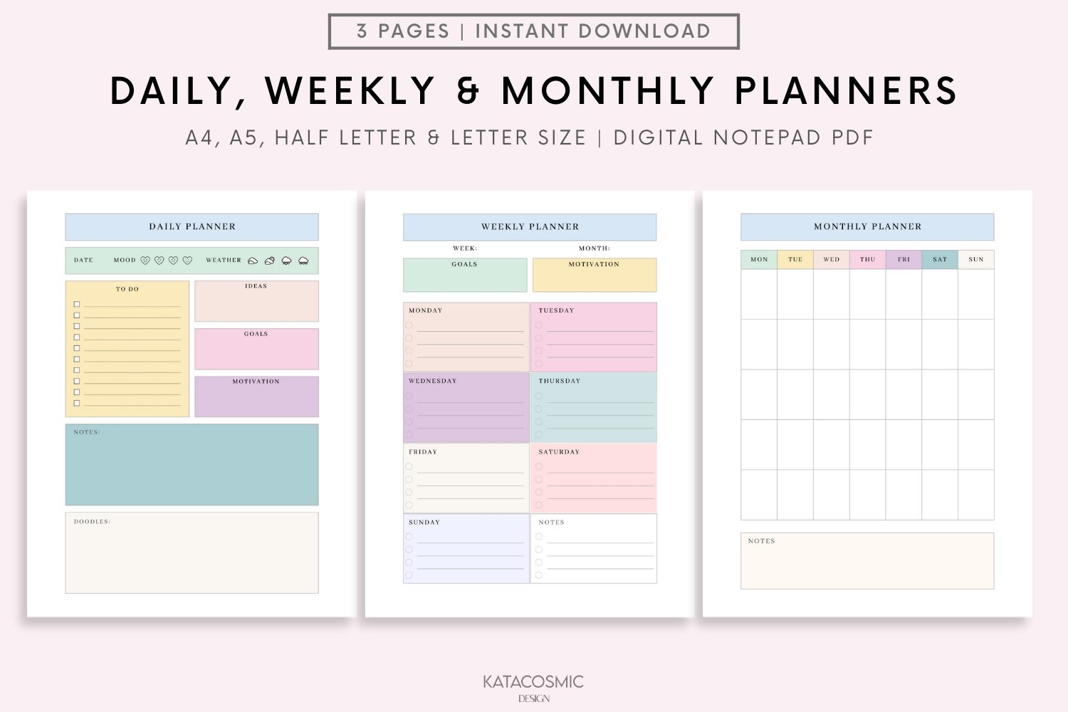 Printable Daily Weekly Monthly Planner Template Printable Daily Weekly Monthly Planner Template
