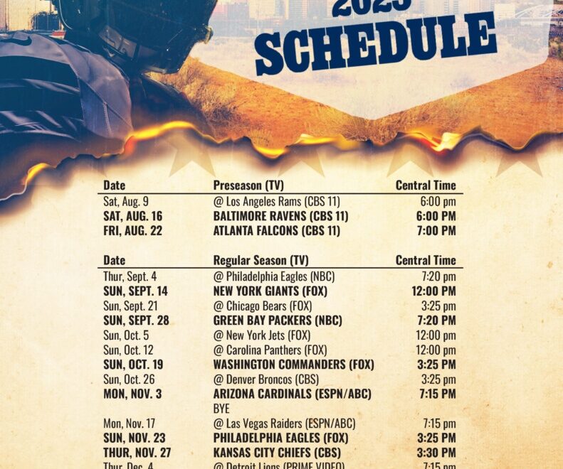 Dallas Cowboys Schedule 2025 2026 Blitz Weekly