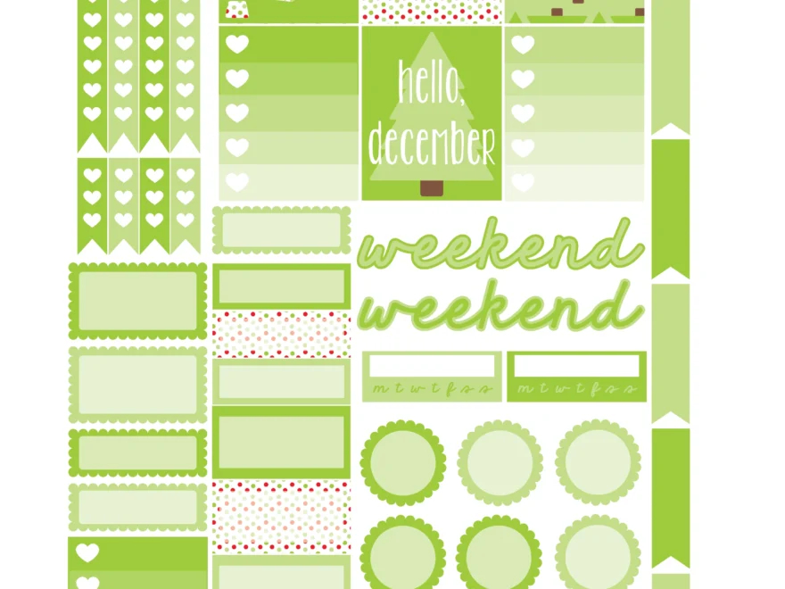 December Functional Planner Stickers Free Printable Pink Bows