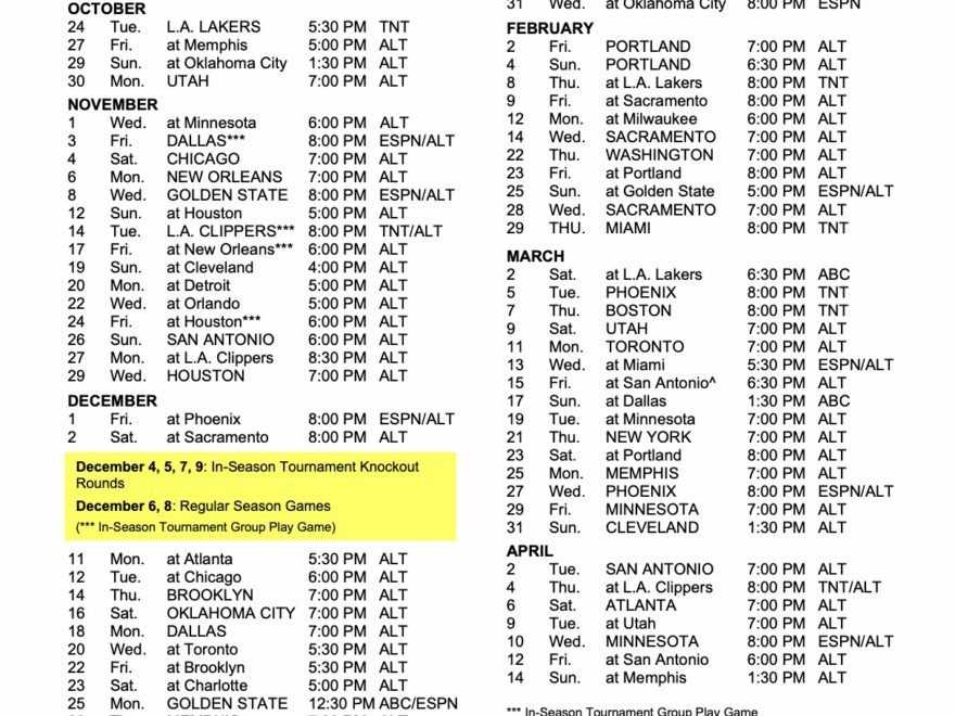 Denver Nuggets 2023 24 Official Regular Season Schedule Released