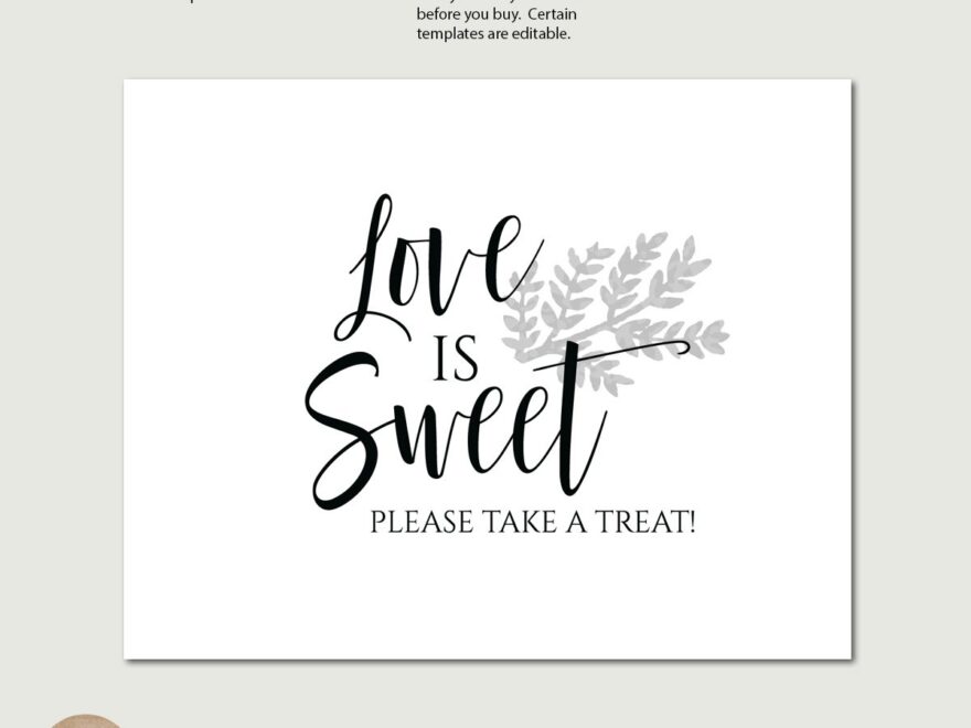 Dessert Table Sign Love Is Sweet Sign Take A Treat Sign
