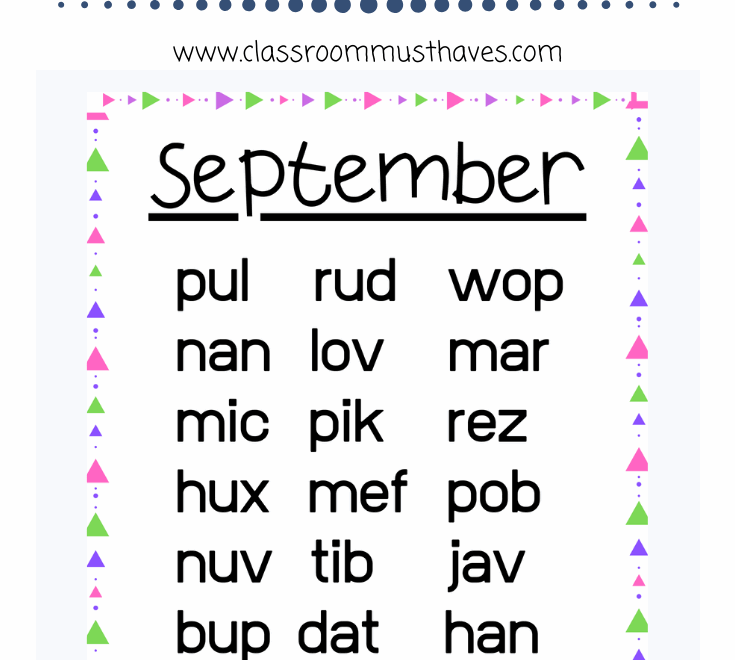 DIBELS Nonsense Word Lists Classroom Must Haves