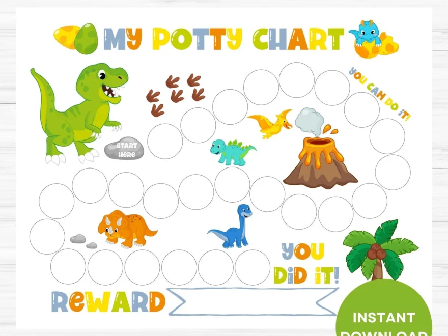 Dinosaur Potty Chart Printable Potty Training Chart Boy Sticker