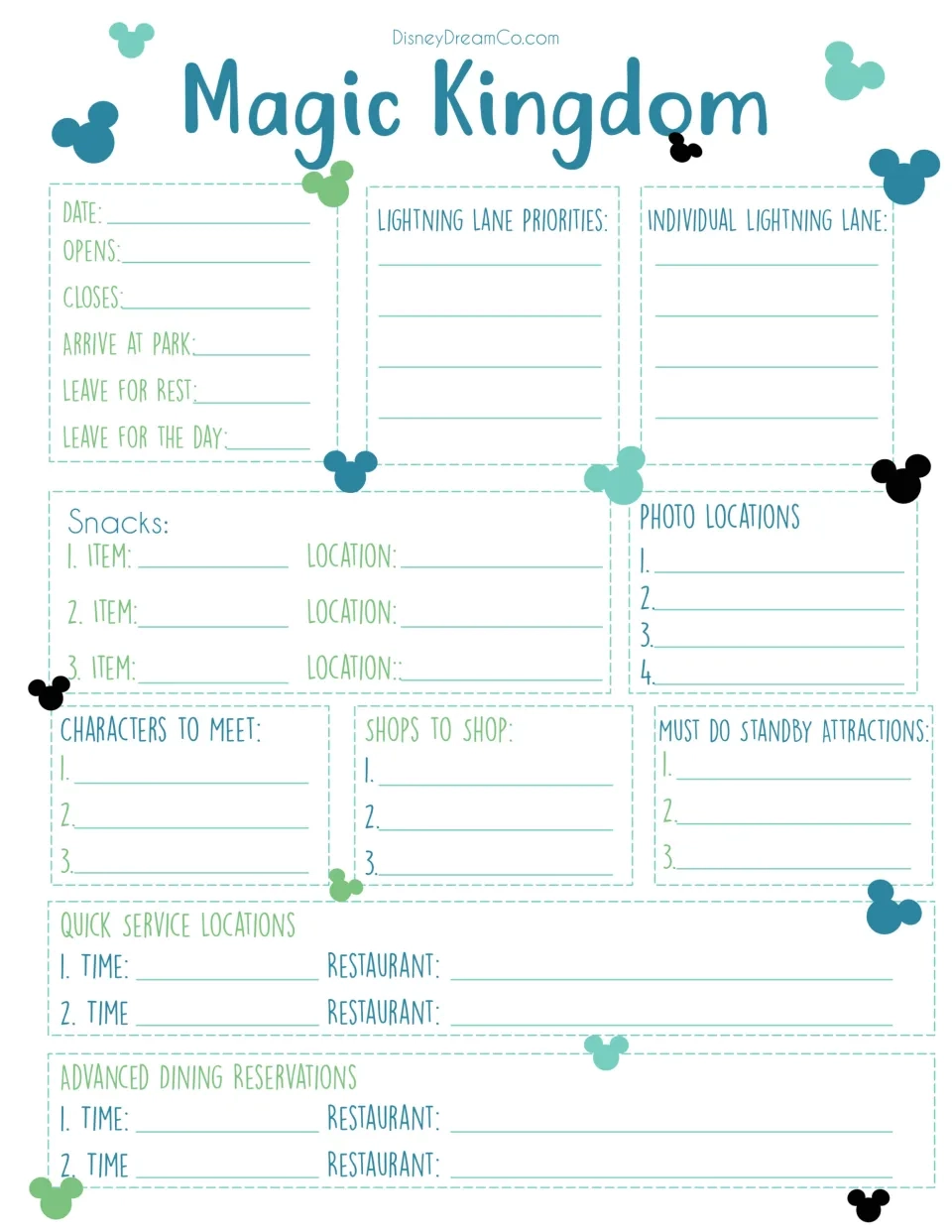 Disney Planning Guide Printable