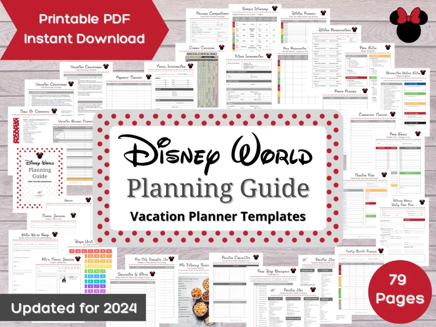 Disney World Planning Guide With Printable Worksheets Disney Vacation Planner Templates 79 Pages Etsy