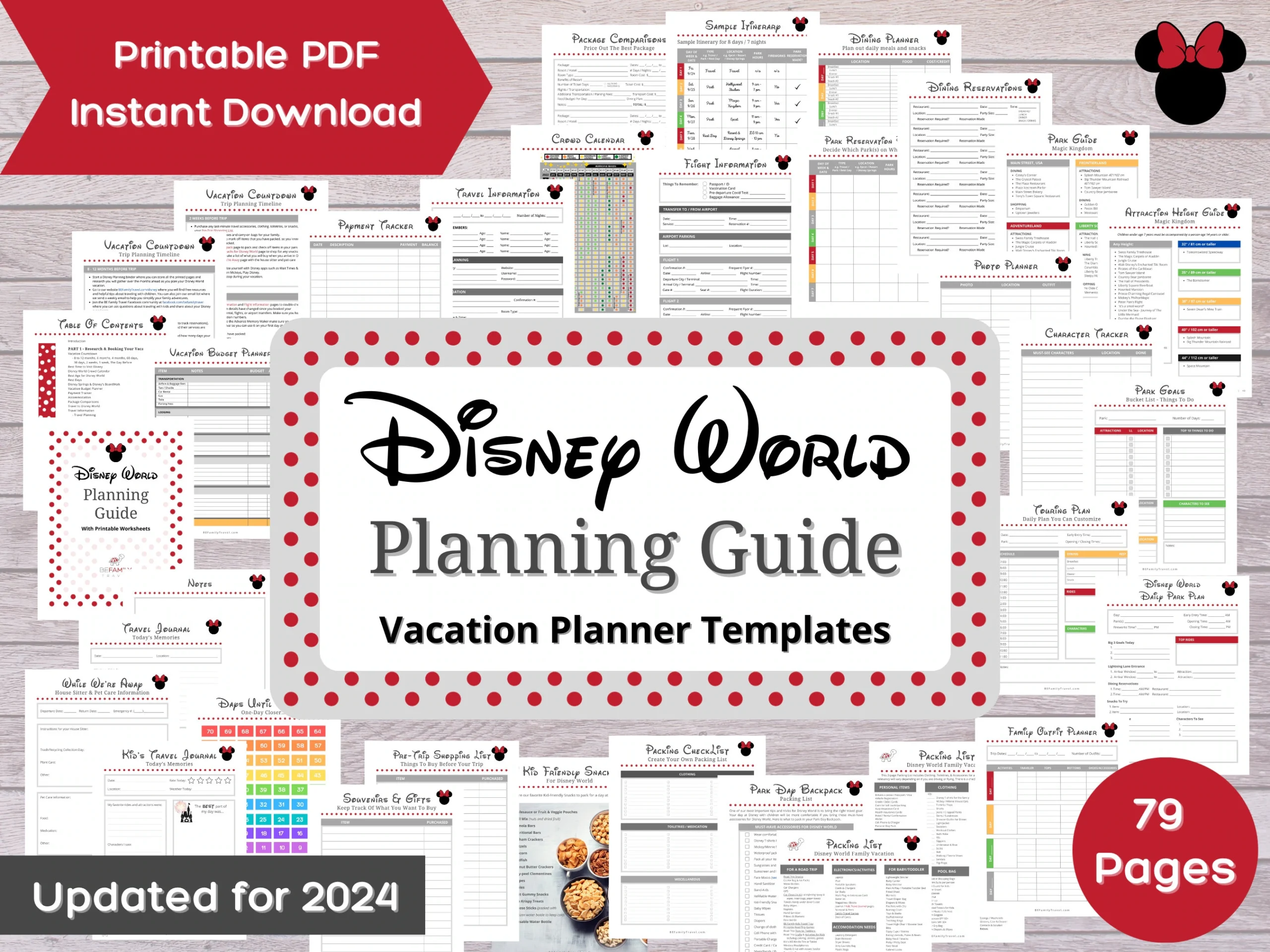 Disney World Planning Guide With Printable Worksheets Disney Vacation Planner Templates 79 Pages Etsy