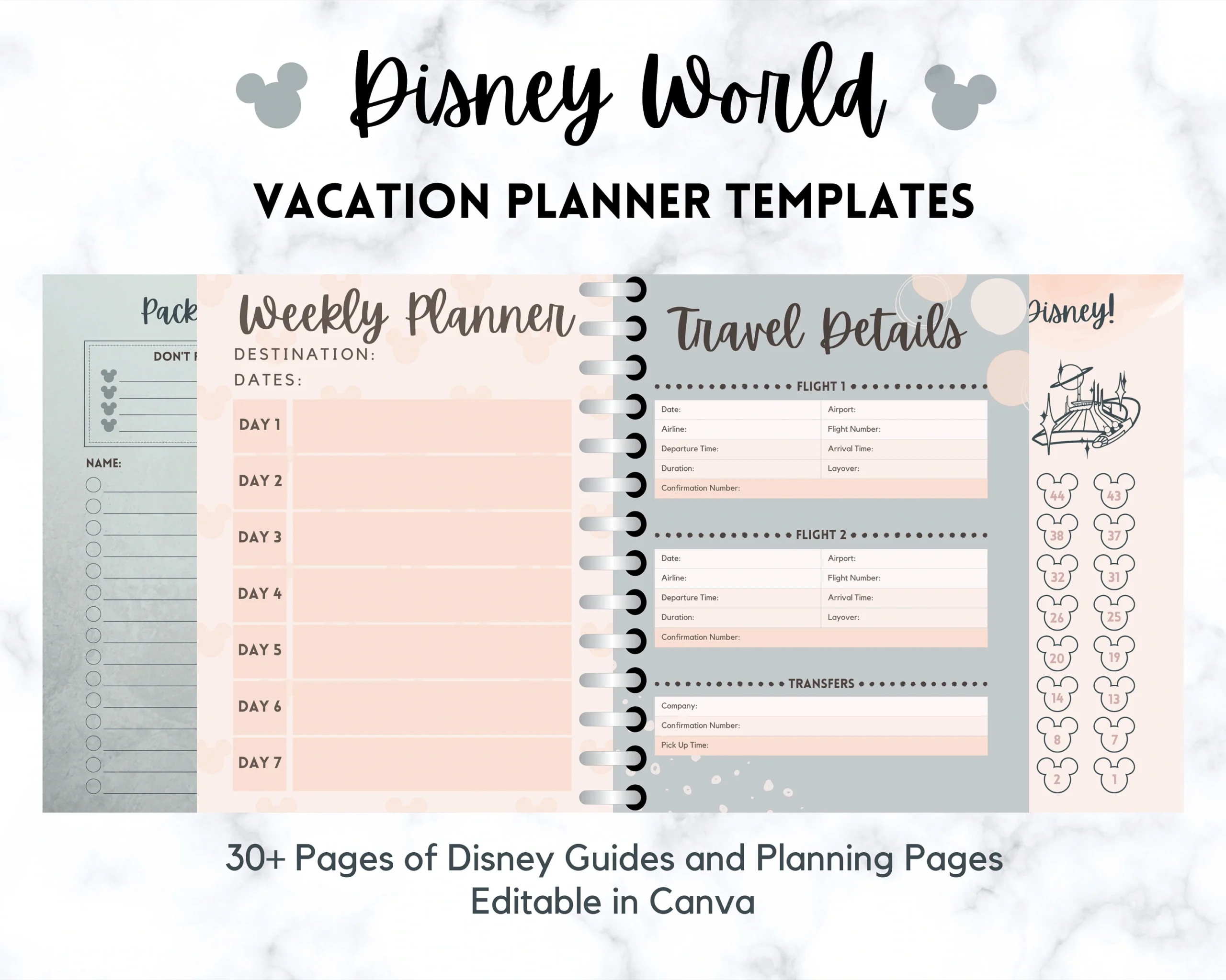 Disneyworld Planner Templates Guide Templates For Planning A WDW Vacation WDW Ultimate Park Planner Etsy