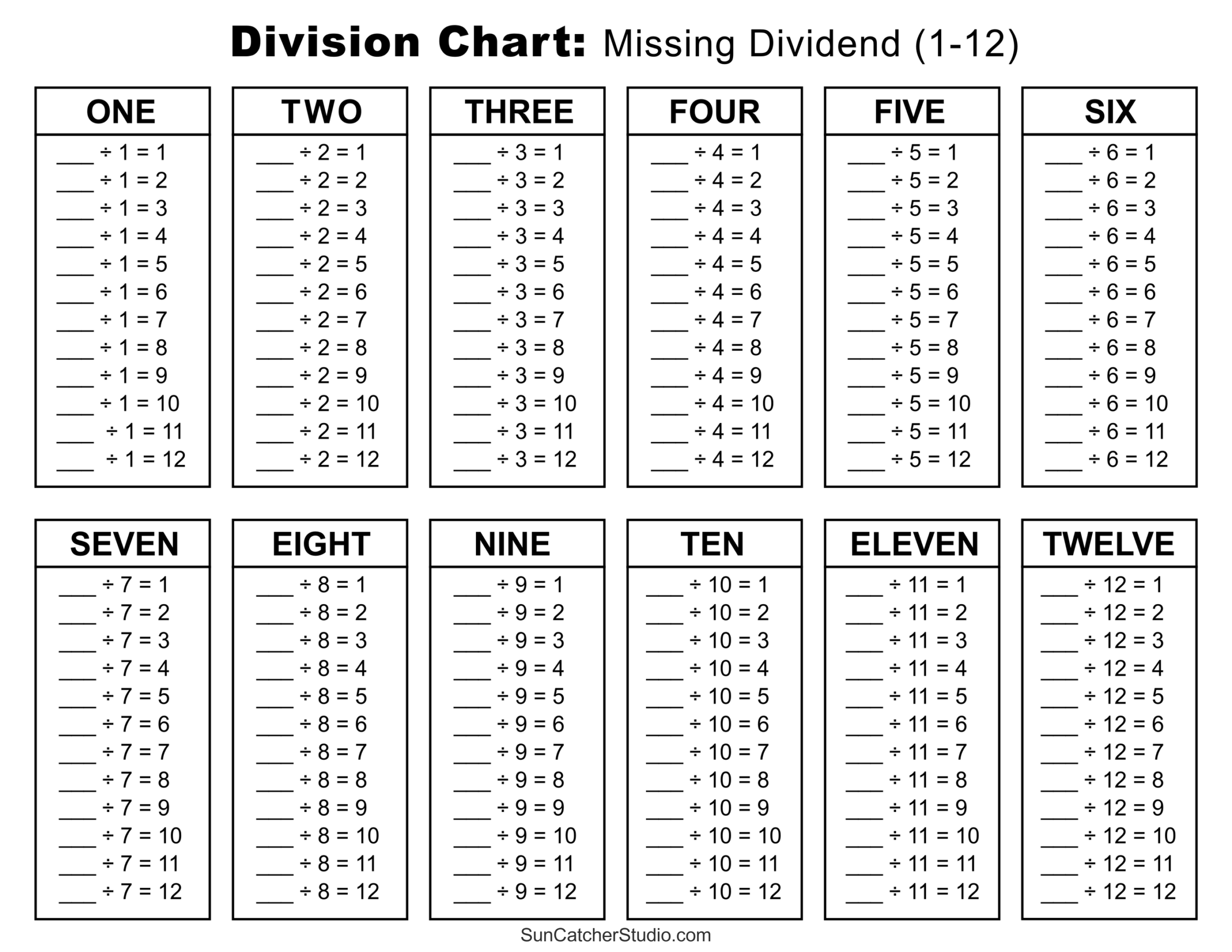 Division Charts And Tables Free Printable PDF Math Worksheets 