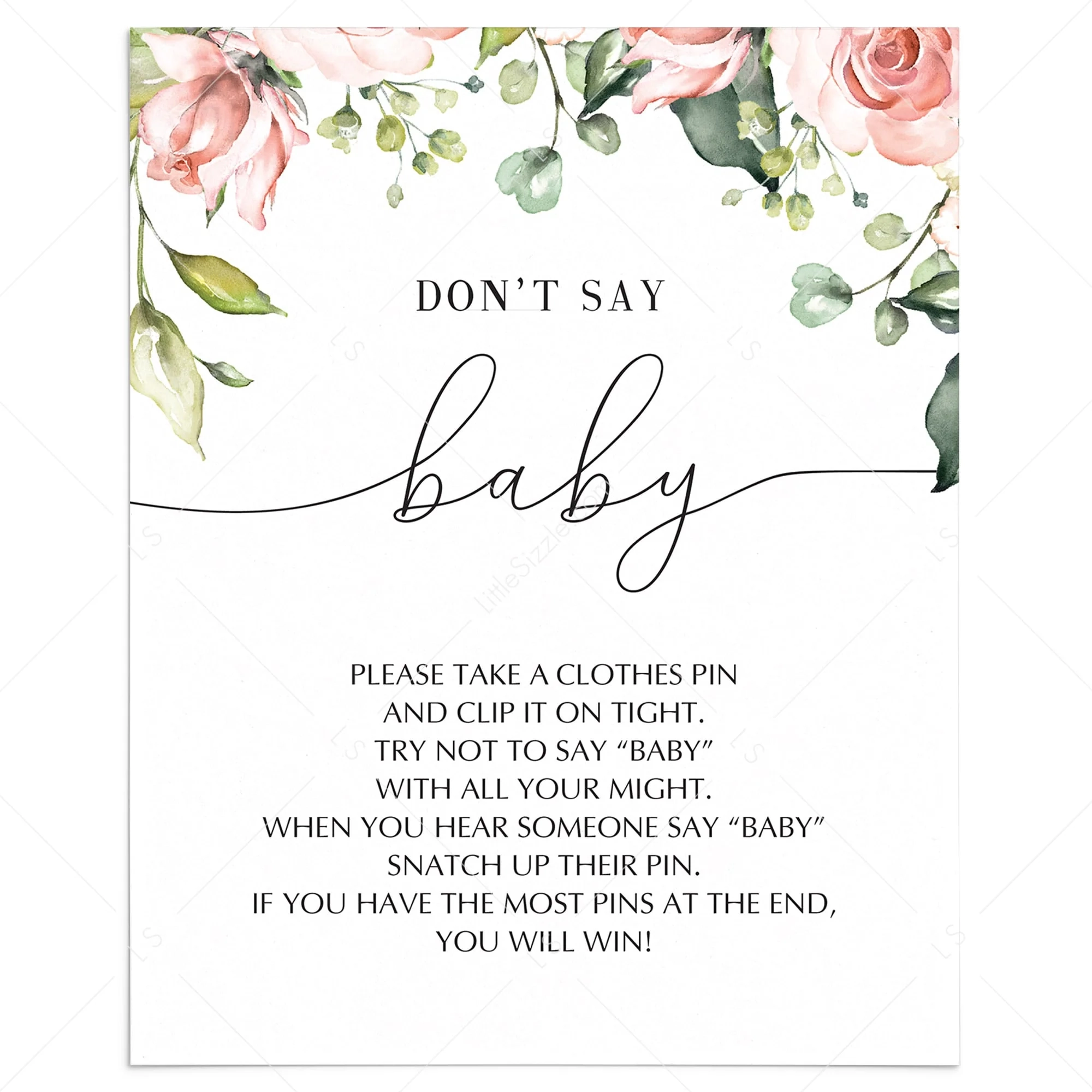 Dont Say Baby Printable Sign Dont Say Baby Printable Sign
