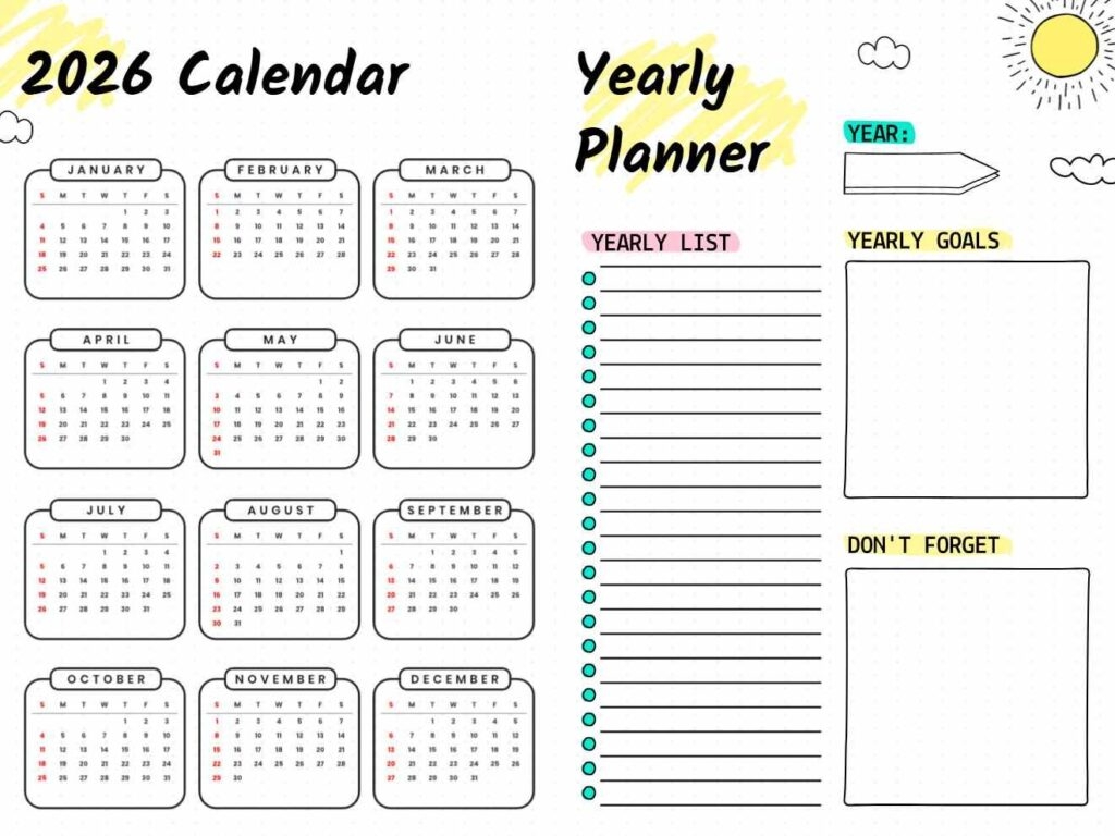 Download 2026 Yearly Calendar Planner Template Full Year Plan Download 2026 Yearly Calendar Planner Template Full Year Plan