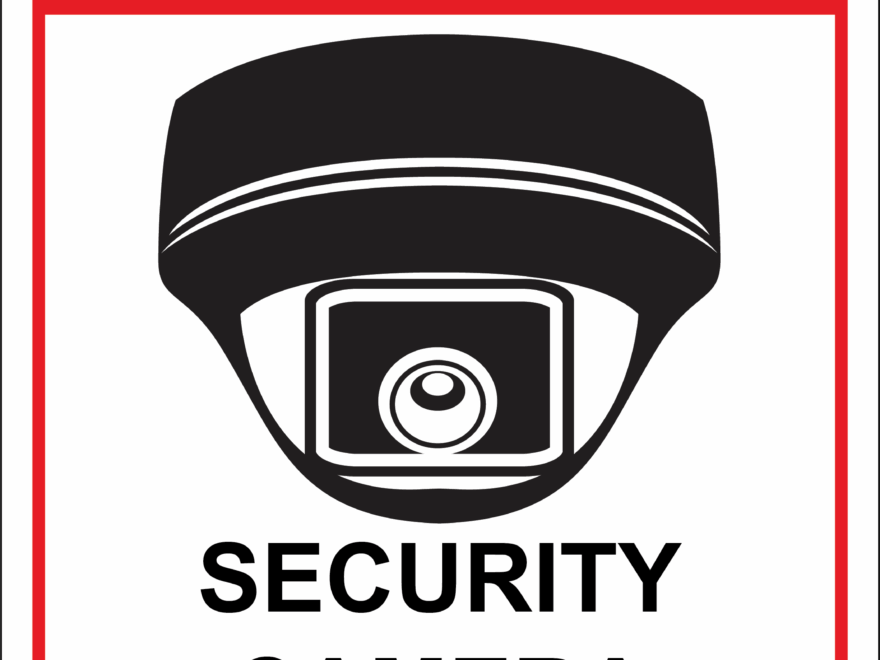 Download CCTV Camera Label Black Video Surveillance Sign On White
