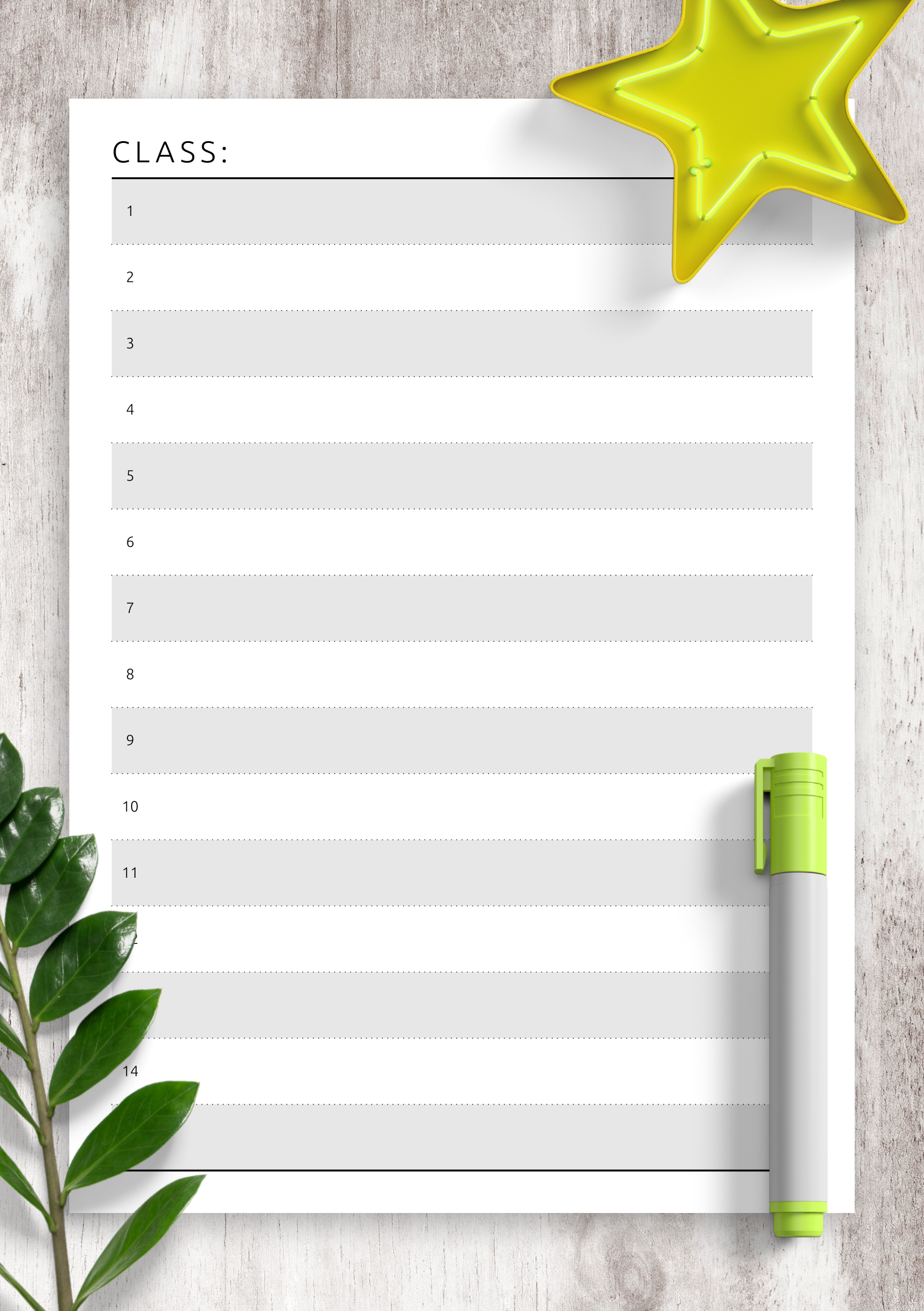 Class List Free Printable Class List Free Printable