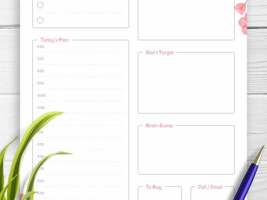 Download Printable Hourly Planner With Daily Tasks amp Goals PDF
